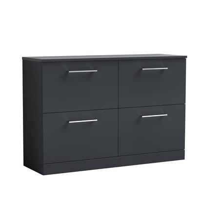 Nuie Arno 1200mm Floor Standing 4 Drawer Vanity & Double Basin/Worktop