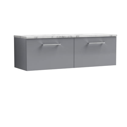 Nuie Arno 1200mm Wall Hung 2 Drawer Vanity & Double Basin/Worktop