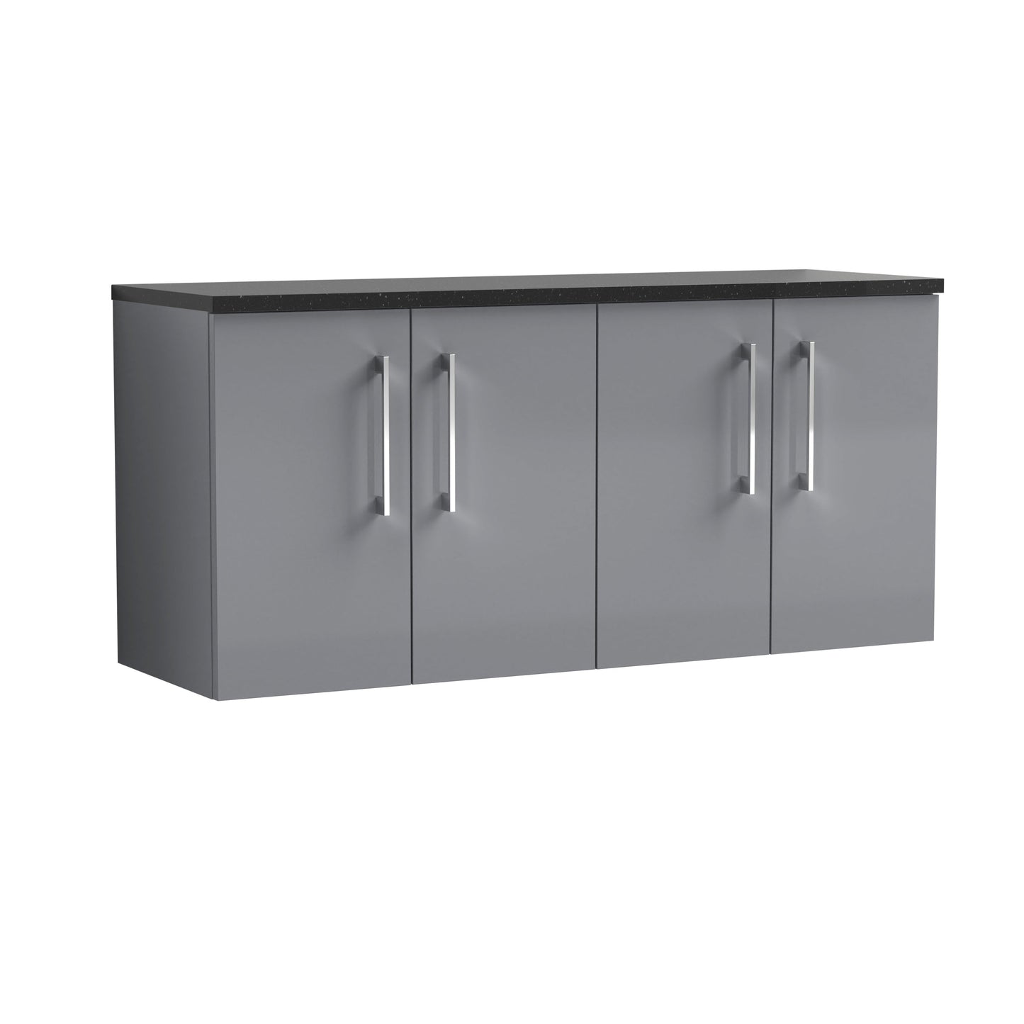 Nuie Arno 1200mm Wall Hung 4 Door Vanity & Double Basin/Worktop