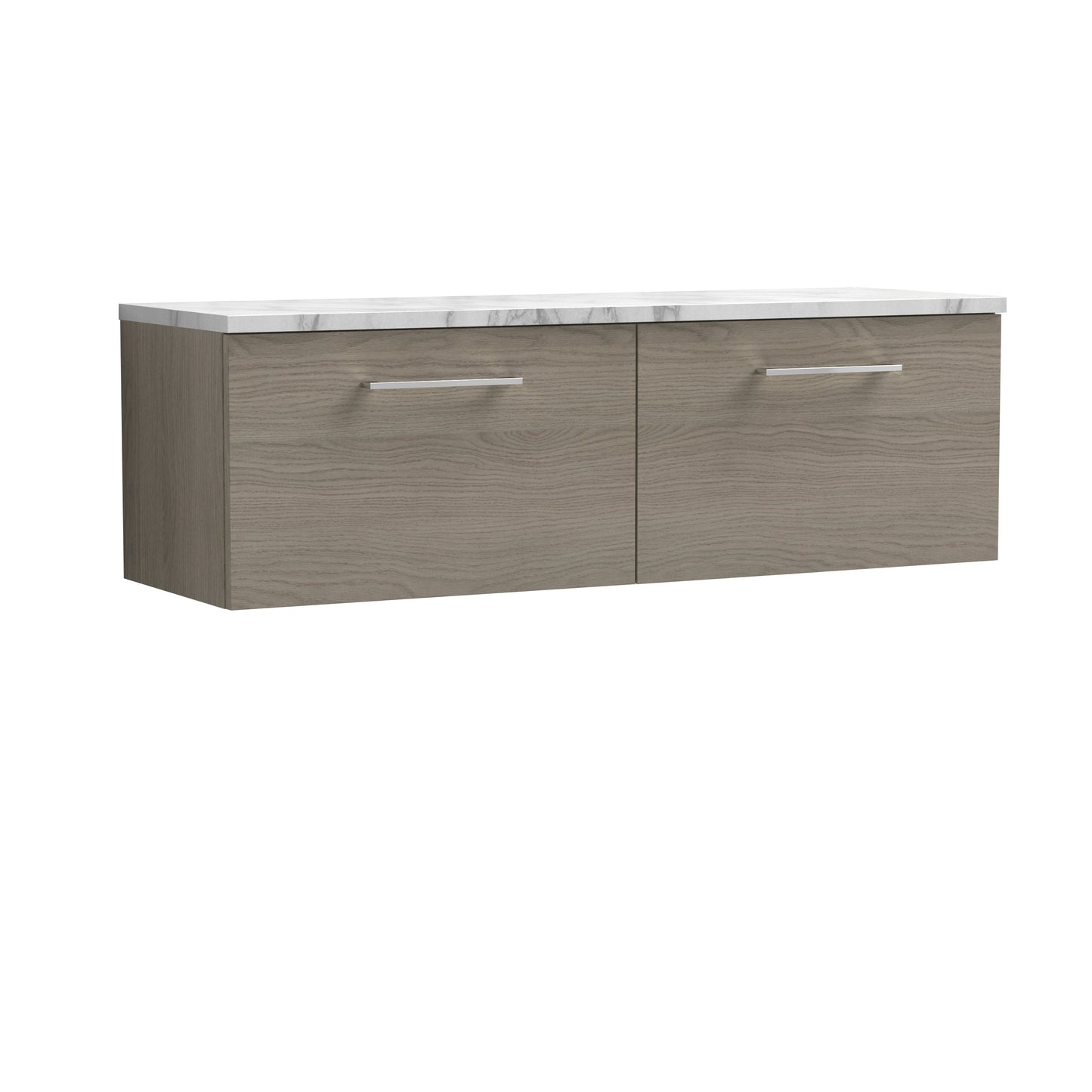 Nuie Arno 1200mm Wall Hung 2 Drawer Vanity & Double Basin/Worktop