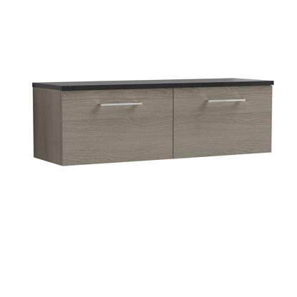 Nuie Arno 1200mm Wall Hung 2 Drawer Vanity & Double Basin/Worktop