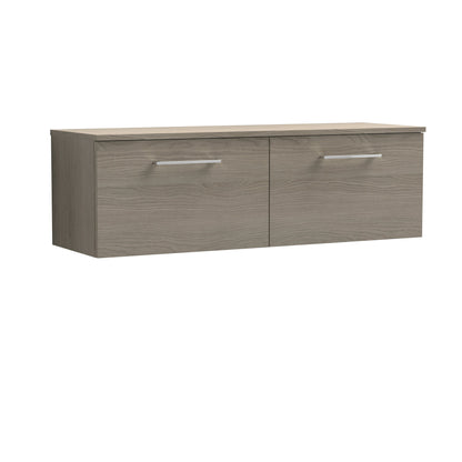 Nuie Arno 1200mm Wall Hung 2 Drawer Vanity & Double Basin/Worktop