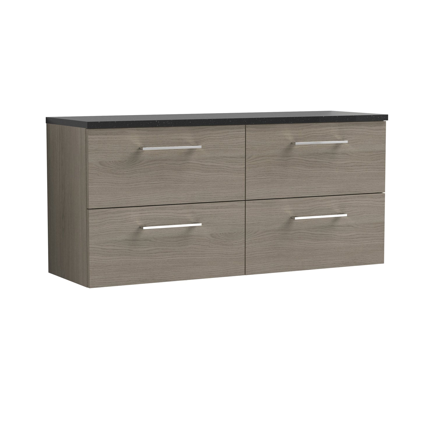 Nuie Arno 1200mm Wall Hung 4 Drawer Vanity & Double Basin/worktop