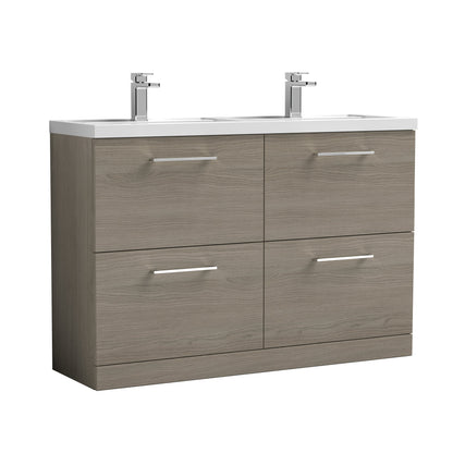 Nuie Arno 1200mm Floor Standing 4 Drawer Vanity & Double Basin/Worktop