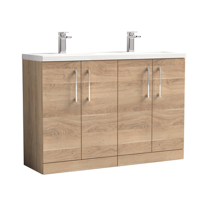 Nuie Arno 1200mm Floor Standing 4 Door Vanity & Double Basin/Worktop