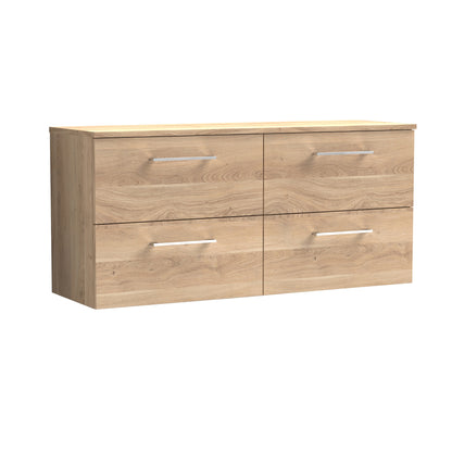 Nuie Arno 1200mm Wall Hung 4 Drawer Vanity & Double Basin/worktop