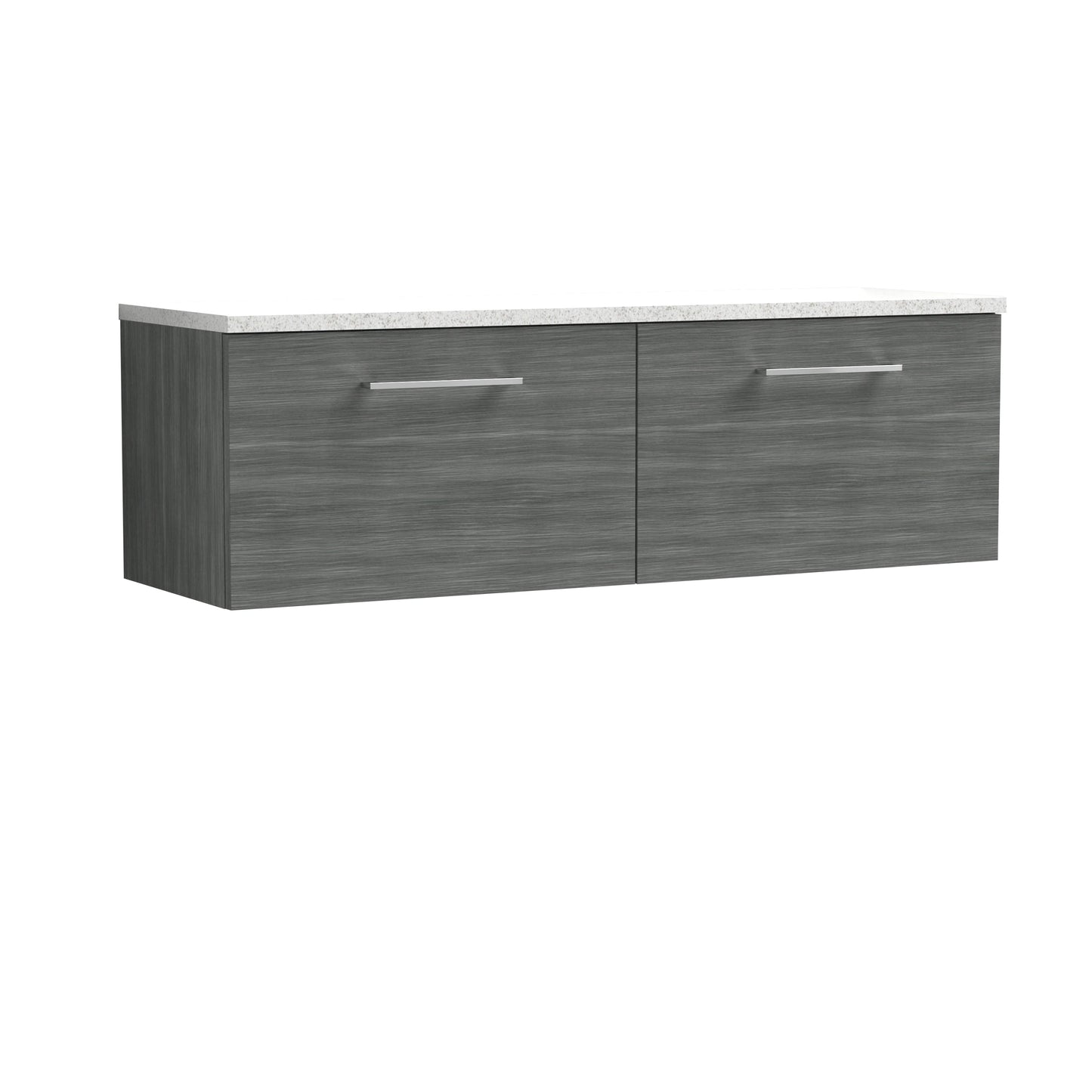 Nuie Arno 1200mm Wall Hung 2 Drawer Vanity & Double Basin/Worktop