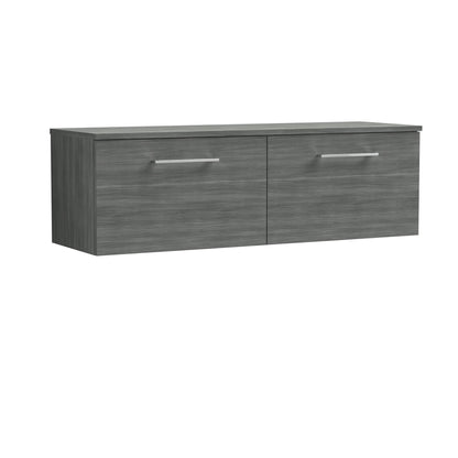 Nuie Arno 1200mm Wall Hung 2 Drawer Vanity & Double Basin/Worktop