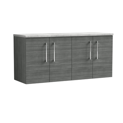 Nuie Arno 1200mm Wall Hung 4 Door Vanity & Double Basin/Worktop