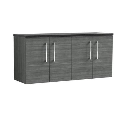 Nuie Arno 1200mm Wall Hung 4 Door Vanity & Double Basin/Worktop