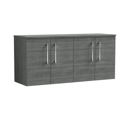 Nuie Arno 1200mm Wall Hung 4 Door Vanity & Double Basin/Worktop