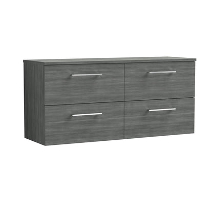 Nuie Arno 1200mm Wall Hung 4 Drawer Vanity & Double Basin/worktop