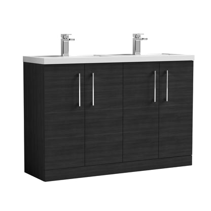 Nuie Arno 1200mm Floor Standing 4 Door Vanity & Double Basin/Worktop