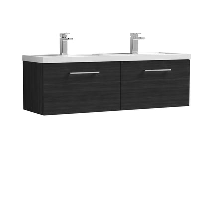 Nuie Arno 1200mm Wall Hung 2 Drawer Vanity & Double Basin/Worktop