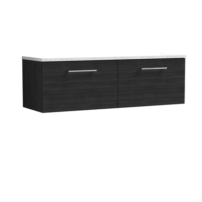 Nuie Arno 1200mm Wall Hung 2 Drawer Vanity & Double Basin/Worktop