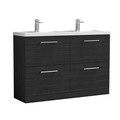 Nuie Arno 1200mm Floor Standing 4 Drawer Vanity & Double Basin/Worktop