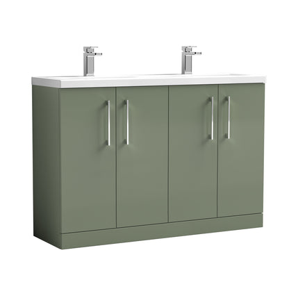 Nuie Arno 1200mm Floor Standing 4 Door Vanity & Double Basin/Worktop