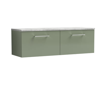 Nuie Arno 1200mm Wall Hung 2 Drawer Vanity & Double Basin/Worktop