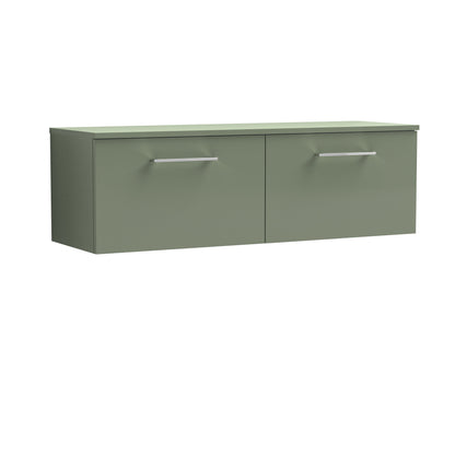 Nuie Arno 1200mm Wall Hung 2 Drawer Vanity & Double Basin/Worktop