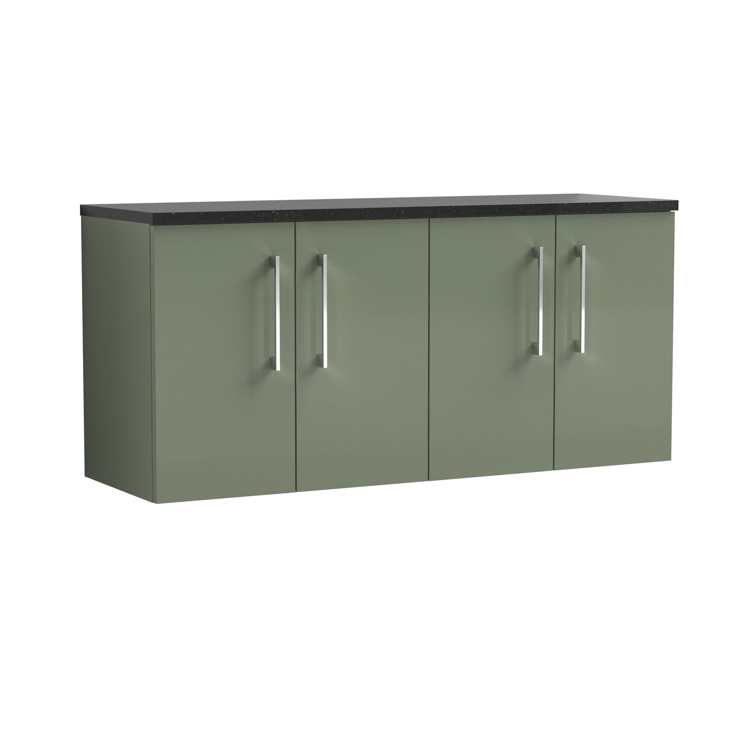 Nuie Arno 1200mm Wall Hung 4 Door Vanity & Double Basin/Worktop