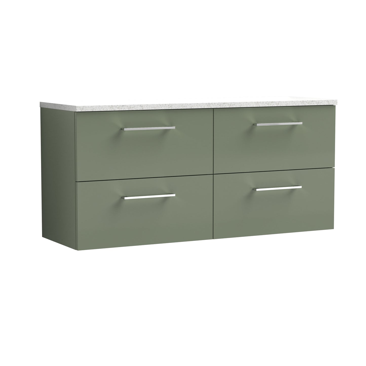 Nuie Arno 1200mm Wall Hung 4 Drawer Vanity & Double Basin/worktop