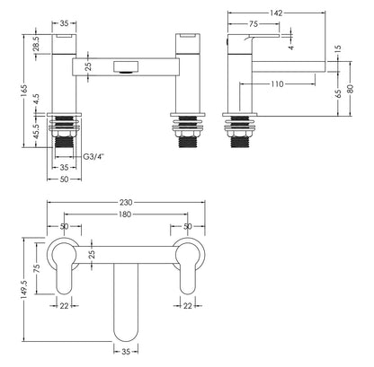 Nuie Arvan Deck Mounted Bath Filler