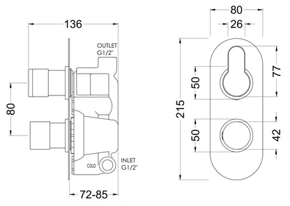 Nuie Arvan Twin Thermostatic Valve and Diverter