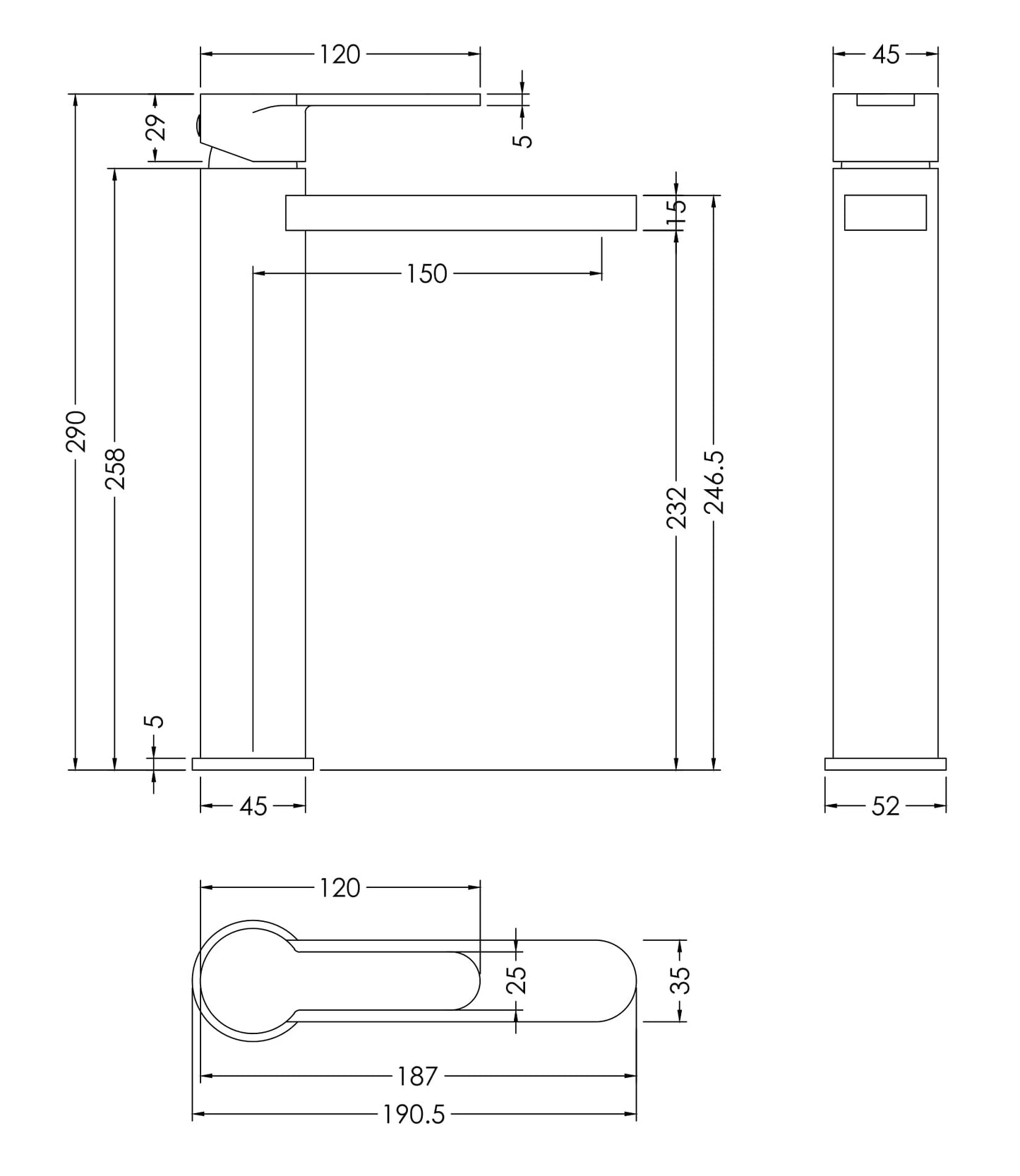 Nuie Arvan Round High Rise Mono Basin Mixer