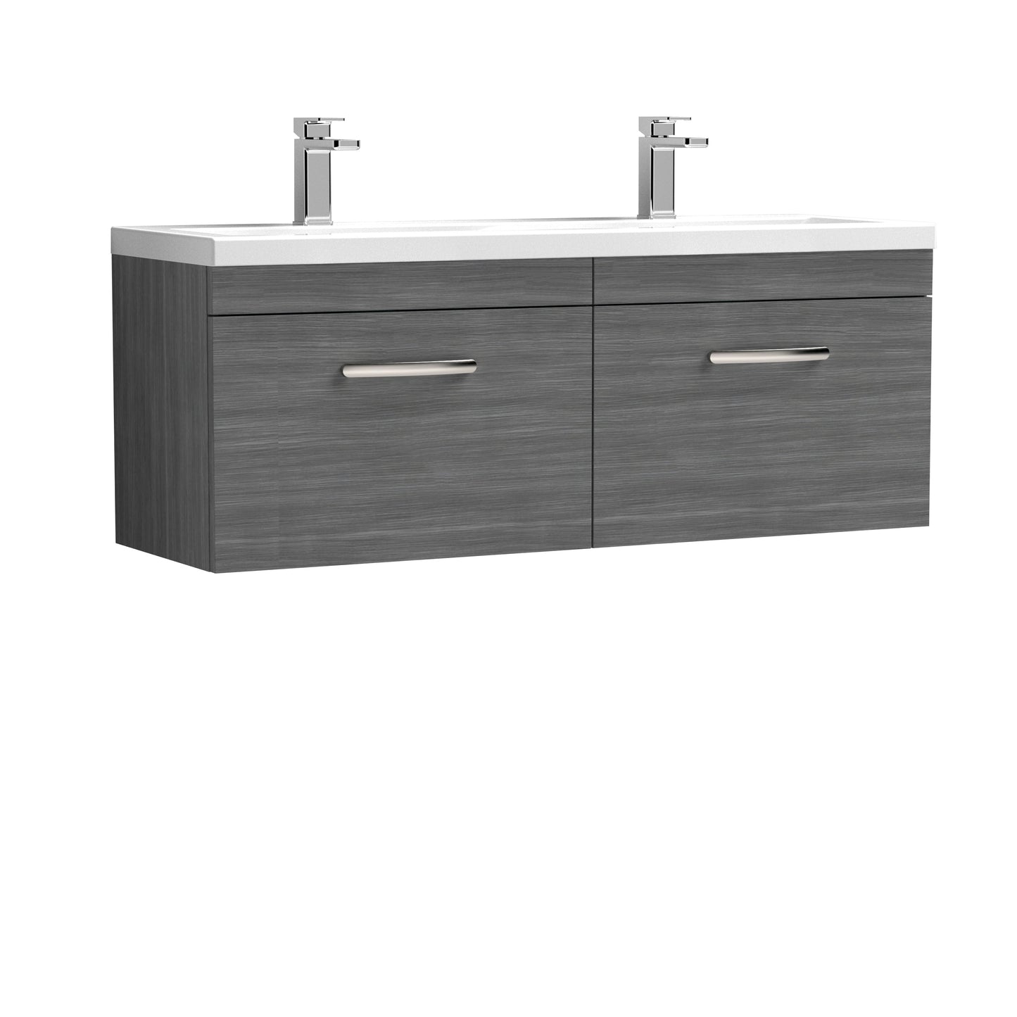 Nuie Athena Wall Hung 1200mm 2 Drawer Cabinet with Double Basin