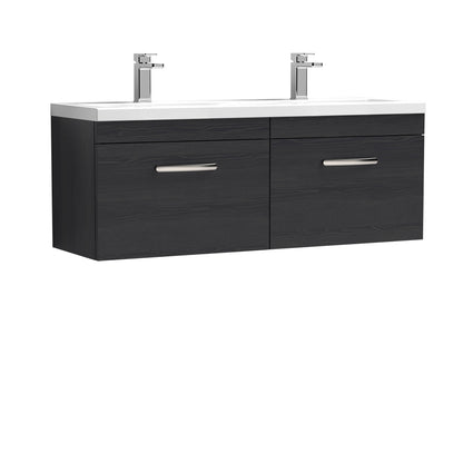 Nuie Athena Wall Hung 1200mm 2 Drawer Cabinet with Double Basin