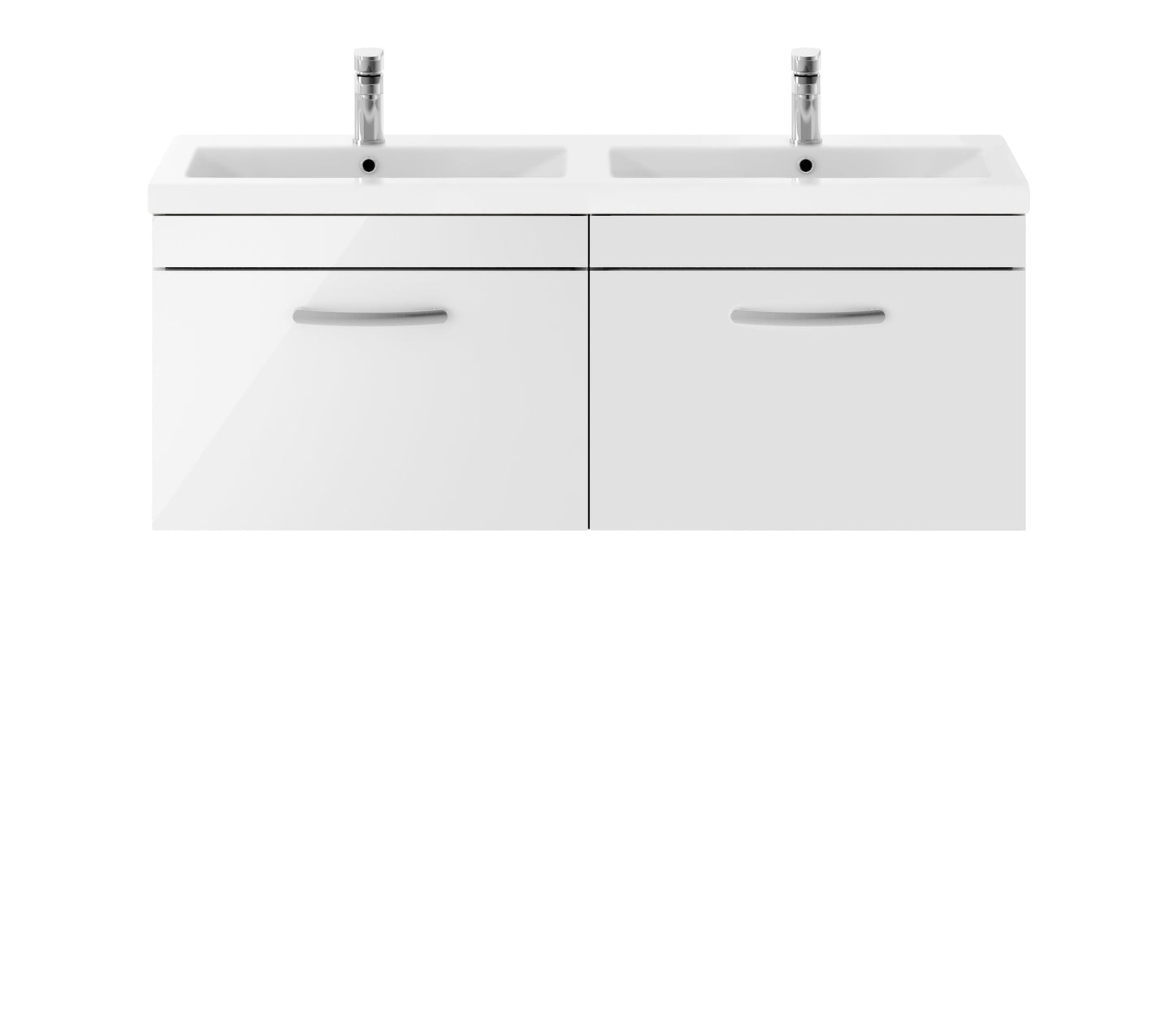 Nuie Athena Wall Hung 1200mm 2 Drawer Cabinet with Double Basin