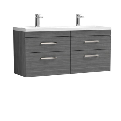 Nuie Athena Wall Hung 1200mm 4 Drawer Cabinet with Double Basin