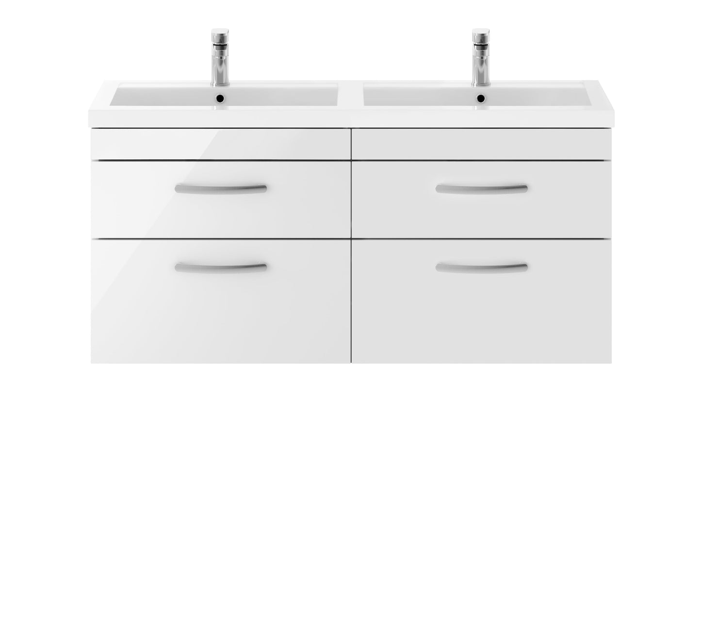 Nuie Athena Wall Hung 1200mm 4 Drawer Cabinet with Double Basin