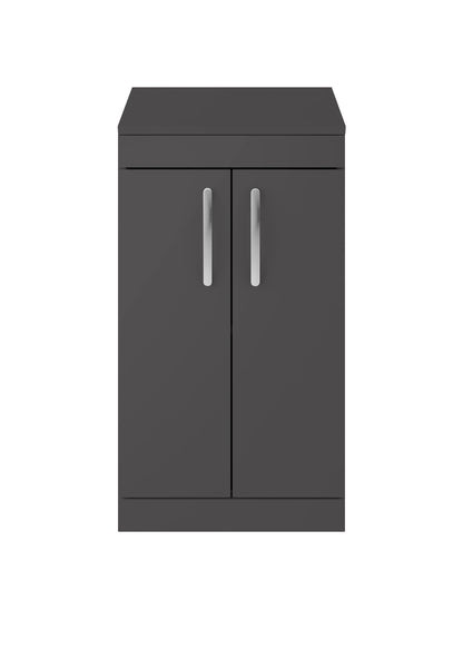 Nuie Athena Floor Standing 2-Door Cabinet With Worktop - Gloss Grey