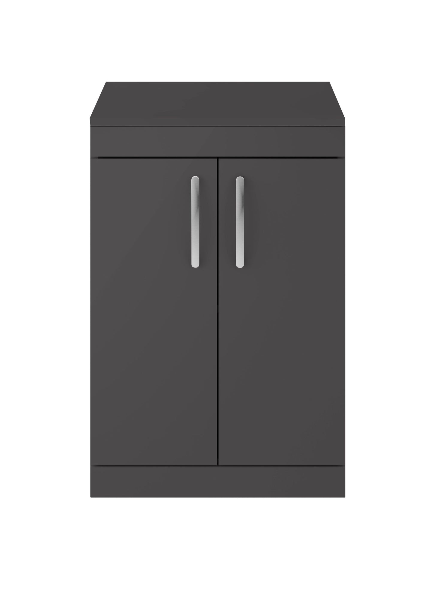 Nuie Athena Floor Standing 2-Door Cabinet With Worktop - Gloss Grey