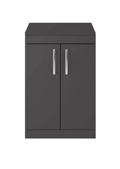 Nuie Athena Floor Standing 2-Door Cabinet With Worktop - Gloss Grey