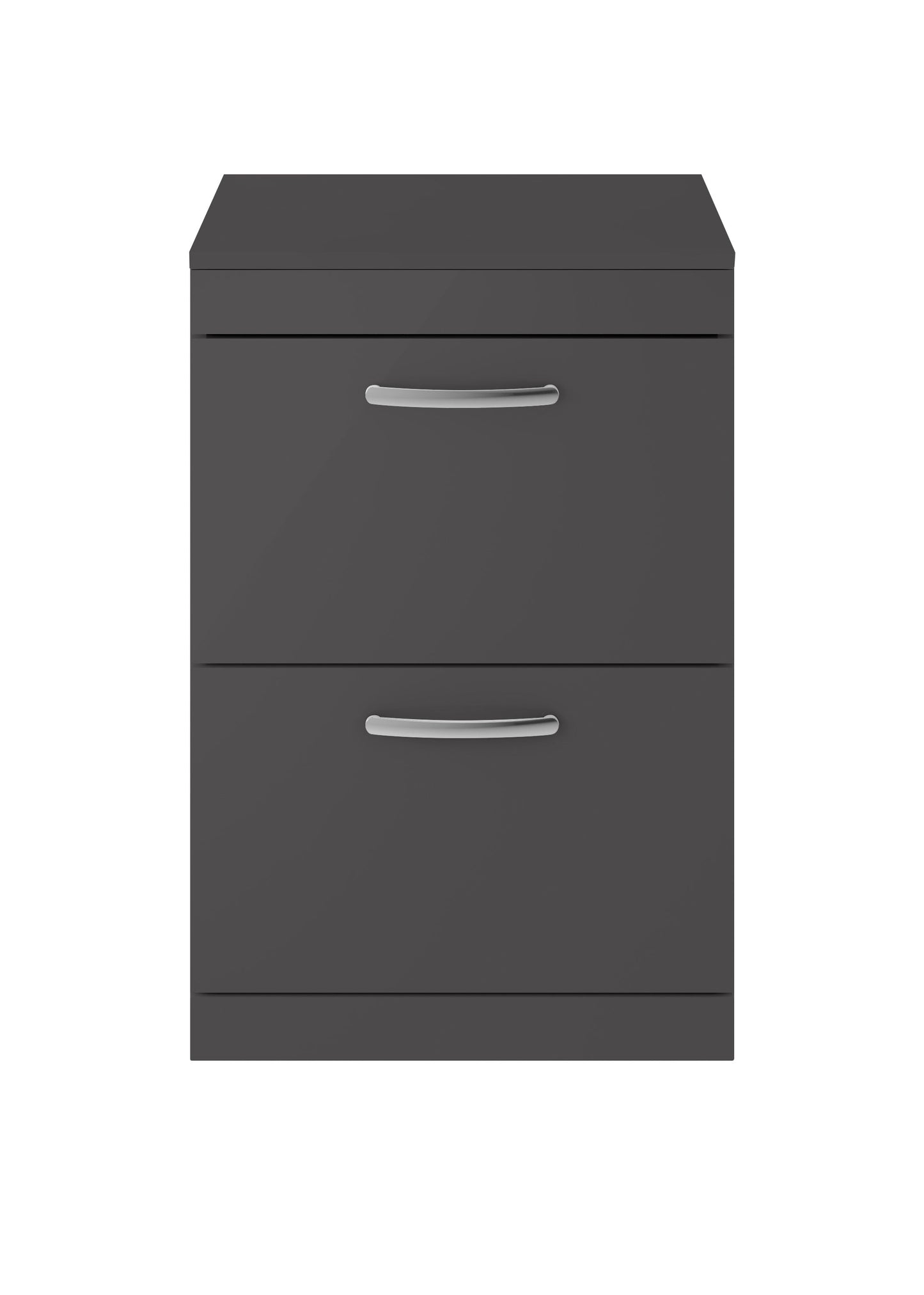 Nuie Athena Floor Standing 2-Drawer Cabinet With Worktop - Gloss Grey