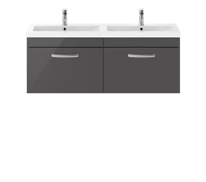 Nuie Athena Wall Hung 1200mm 2 Drawer Cabinet with Double Basin