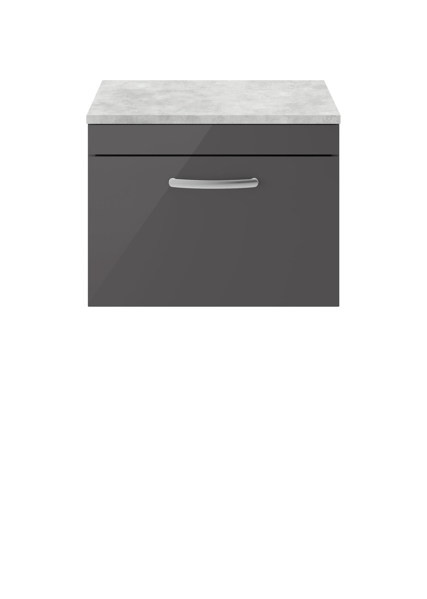 Nuie Athena Wall Hung Cabinet With Worktop - Gloss Grey