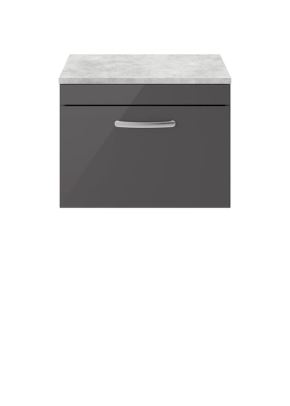 Nuie Athena Wall Hung Cabinet With Worktop - Gloss Grey