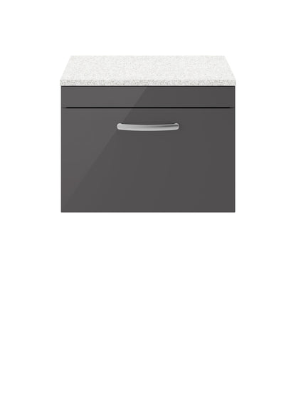 Nuie Athena Wall Hung Cabinet With Worktop - Gloss Grey