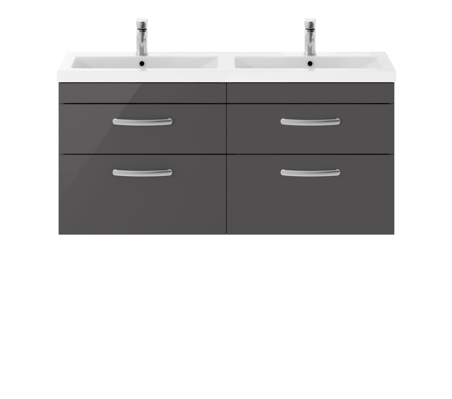 Nuie Athena Wall Hung 1200mm 4 Drawer Cabinet with Double Basin