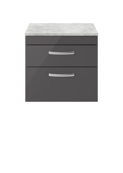 Nuie Athena Wall Hung Cabinet With Worktop - Gloss Grey