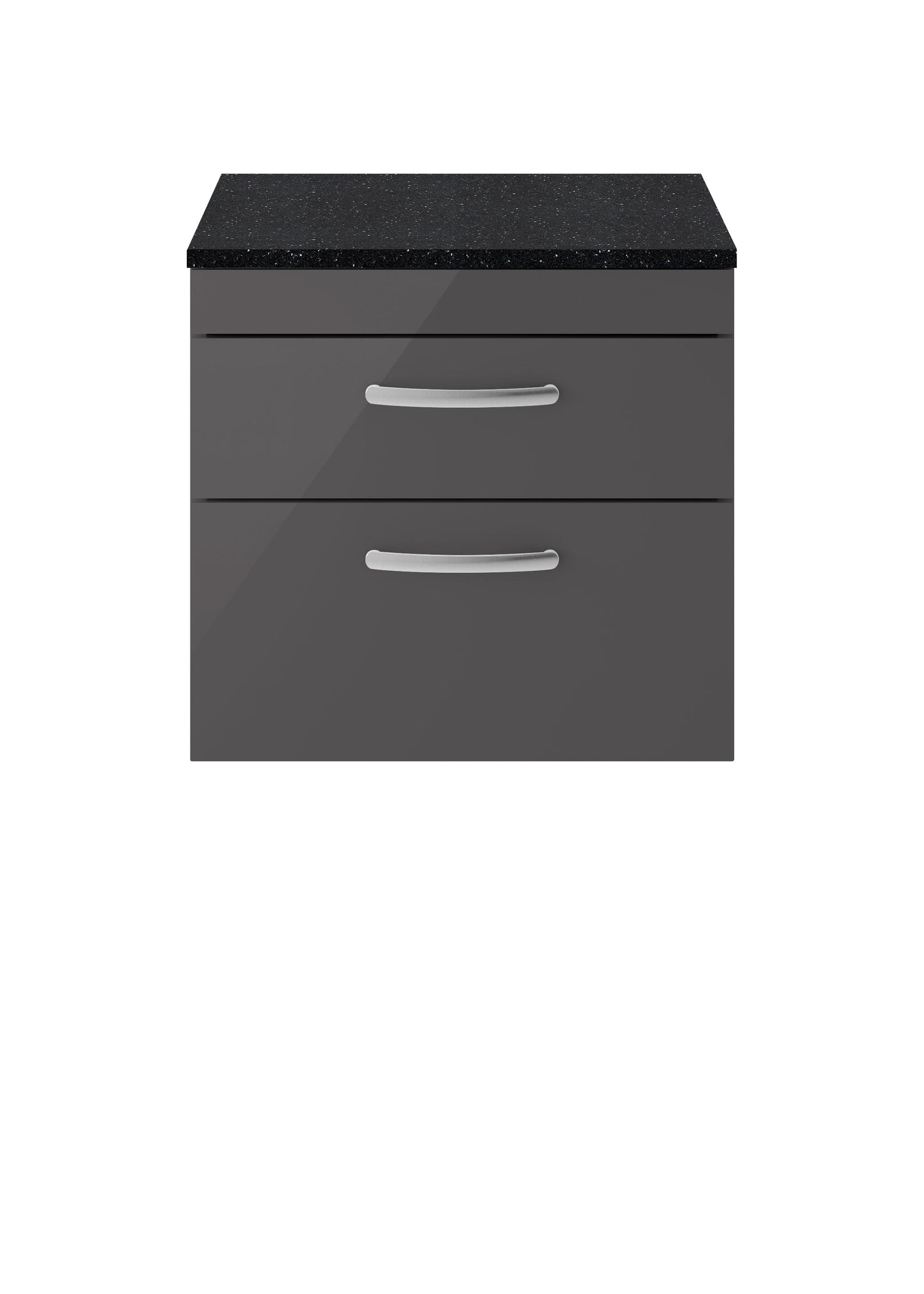 Nuie Athena Wall Hung Cabinet With Worktop - Gloss Grey