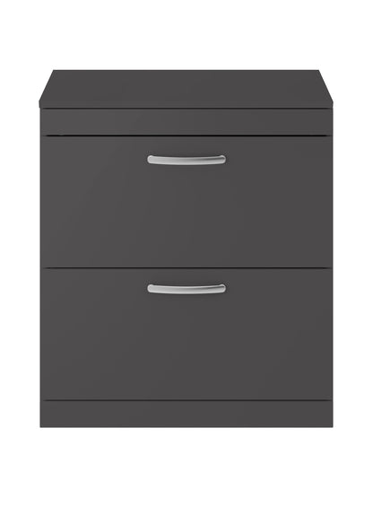 Nuie Athena Floor Standing 2-Drawer Cabinet With Worktop - Gloss Grey