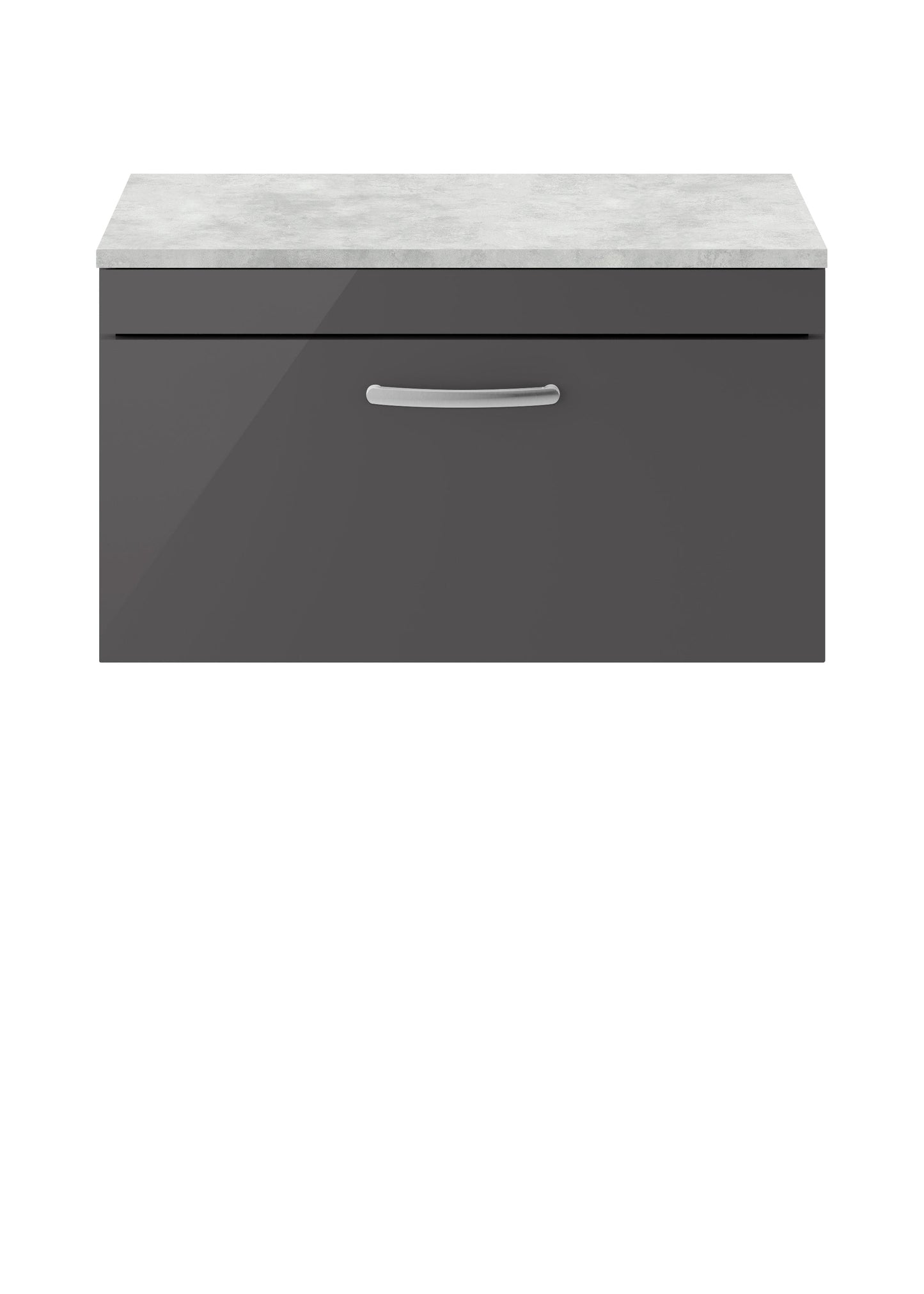 Nuie Athena Wall Hung Cabinet With Worktop - Gloss Grey