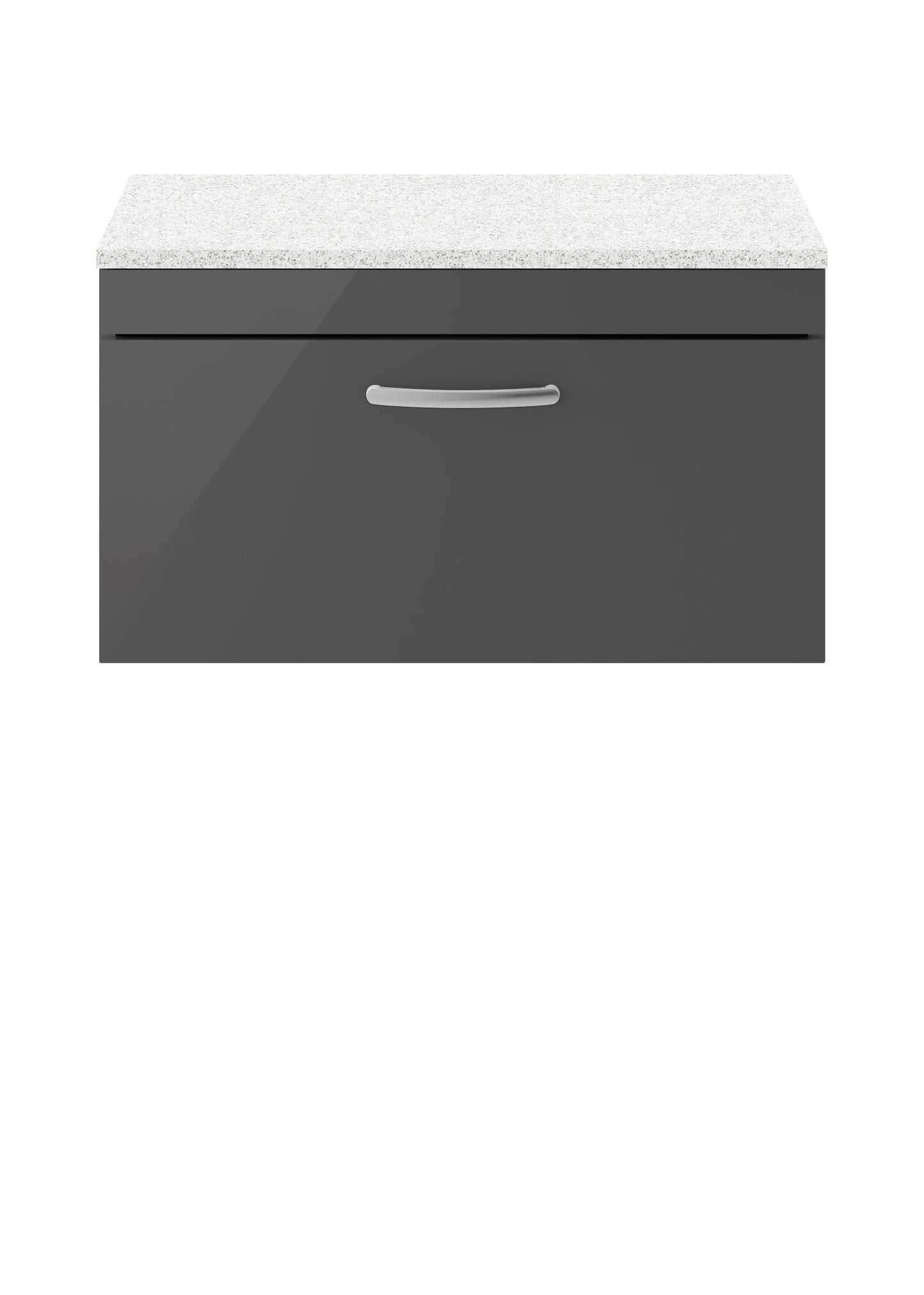 Nuie Athena Wall Hung Cabinet With Worktop - Gloss Grey