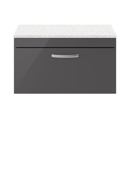 Nuie Athena Wall Hung Cabinet With Worktop - Gloss Grey