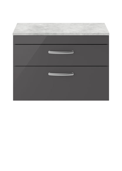 Nuie Athena Wall Hung Cabinet With Worktop - Gloss Grey