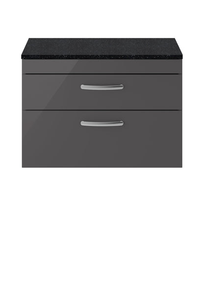 Nuie Athena Wall Hung Cabinet With Worktop - Gloss Grey